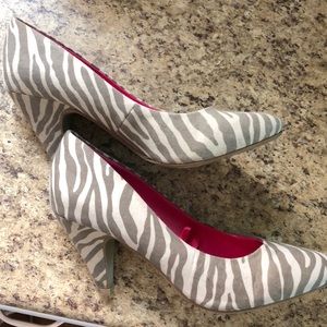 Material Girl zebra pattern heels